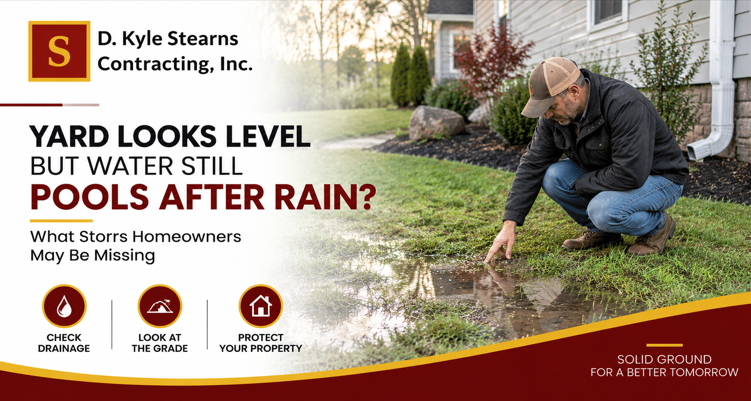Yard water pooling after heavy rain