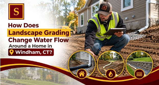 Landscape grading for home drainage